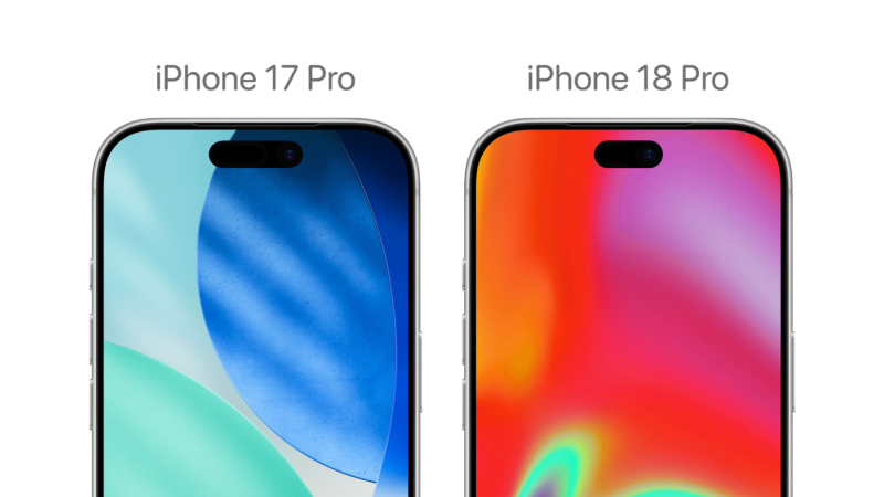 Сравнение размера Dynamic Island в iPhone 17 Pro и iPhone 18 Pro