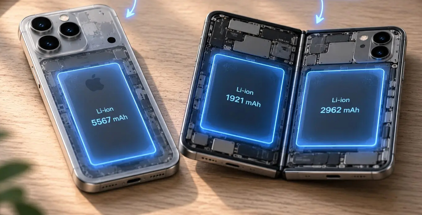 Общая ёмкость iPhone Duo составляет 4883 мАч, распределённые между двумя ячейками &mdash; на 2962 мАч и 1921 мАч.
