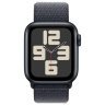 Apple Watch SE 2024, 40 мм, корпус из алюминия цвета полуночный черный, спортивный браслет темно-синего цвета, MXEA3Q