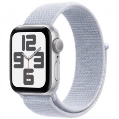 Apple Watch SE 2024, 40 мм, корпус из алюминия серебристого цвета, спортивный браслет дымчато-голубого цвета, MXEE3Q