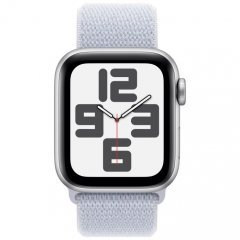 Apple Watch SE 2024, 40 мм, корпус из алюминия серебристого цвета, спортивный браслет дымчато-голубого цвета, MXEE3Q