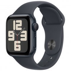Apple Watch SE 2024, 40 мм, корпус из алюминия цвета «полуночный черный», спортивный ремешок цвета «полуночный черный» S/M, MXE73Q
