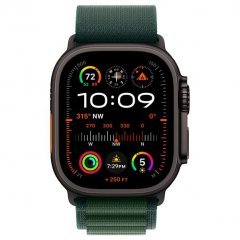 Apple Watch Ultra 2 GPS + Cellular, 49 мм, корпус из черного титана, ремешок Alpine зеленого цвета, размер L, MX4T3Q