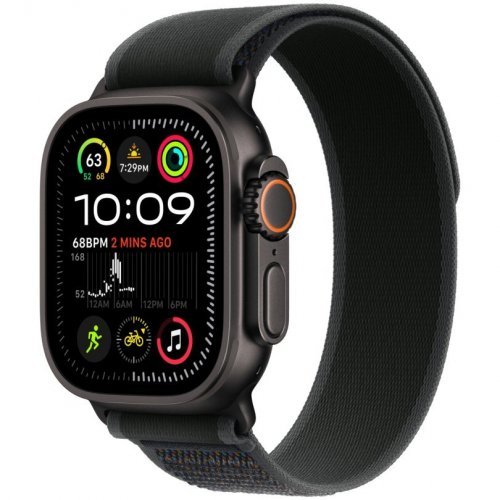 Apple Watch Ultra 2 GPS + Cellular, 49 мм, корпус черного из титана, ремешок Trail черного цвета, размер S/M, MX4U3