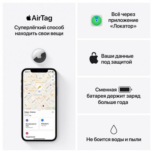 Поисковый трекер Apple AirTag, 4 штуки, белый, MX542