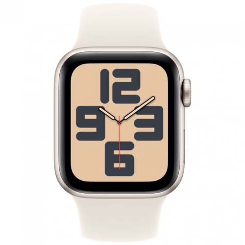 Apple Watch SE 2024, 44 мм, корпус из алюминия цвета «сияющая звезда», спортивный ремешок цвета «сияющая звезда» S/M, MXEU3Q