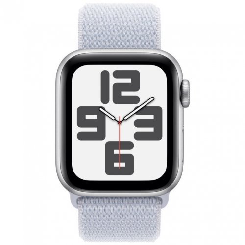 Apple Watch SE GPS + Cellular 2024, 40 мм, корпус из алюминия серебристого цвета, спортивный браслет дымчато-голубого цвета, MXGE3Q