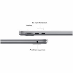 Apple MacBook Air 15" (M3, 8C CPU/10C GPU, 2024), 8 ГБ, 512 ГБ SSD, Gray, серый космос, MRYN3