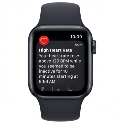 Apple Watch SE 2023, 44 мм, корпус из алюминия цвета тёмная ночь, спортивный ремешок цвета тёмная ночь M/L