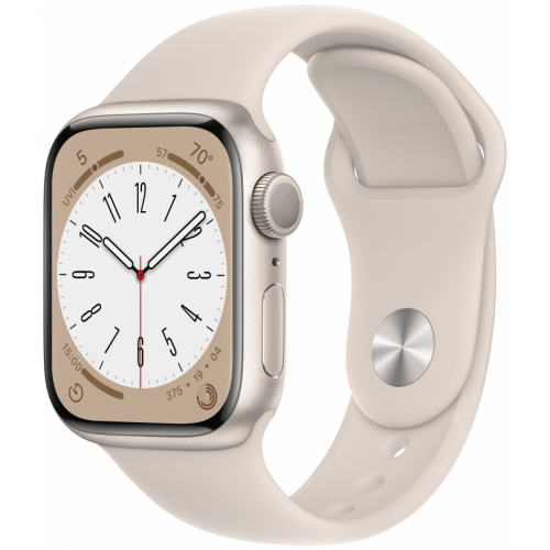 Apple Watch Series 8, 41 мм, корпус сияющая звезда, ремешок сияющая звезда, MNP63