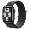 Apple Watch SE GPS + Cellular 2024, 44 мм, корпус из алюминия цвета полуночный черный, спортивный браслет темно-синего цвета, MXGN3Q