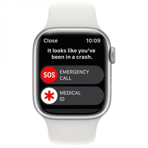 Apple Watch Series 8, 41 мм, корпус серебристый, спортивный ремешок белый, MP6K3