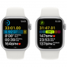 Apple Watch Series 8, 41 мм, корпус серебристый, спортивный ремешок белый, MP6K3