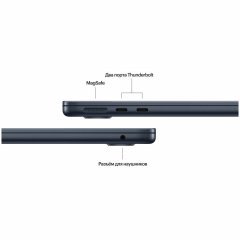 Apple MacBook Air 15" (M3, 8C CPU/10C GPU, 2024), 16 ГБ, 512 ГБ SSD, Midnight, полуночный черный, MXD43