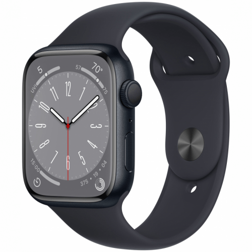 Apple Watch Series 8, 45 мм, корпус тёмная ночь, ремешок тёмная ночь, размер S/M, MNUJ3