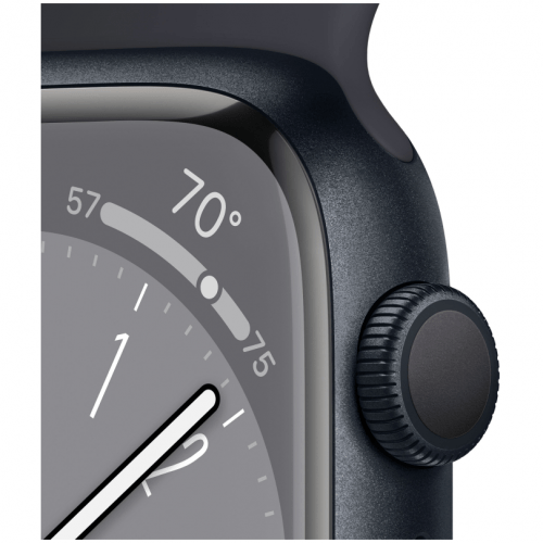 Apple Watch Series 8, 45 мм, корпус тёмная ночь, ремешок тёмная ночь, размер S/M, MNUJ3