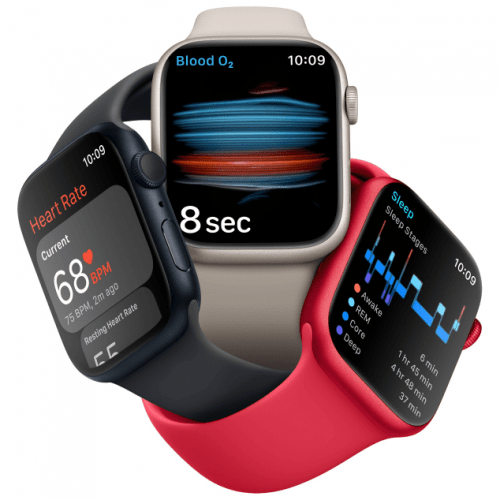 Apple Watch Series 8, 45 мм, корпус тёмная ночь, ремешок тёмная ночь, размер S/M, MNUJ3