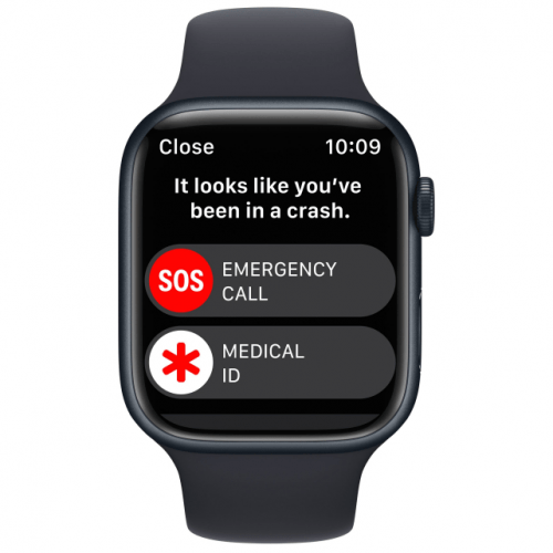 Apple Watch Series 8, 45 мм, корпус тёмная ночь, ремешок тёмная ночь, размер S/M, MNUJ3