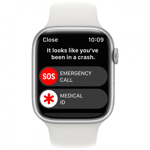 Apple Watch Series 8, 45 мм, корпус серебристый, ремешок белый, размер S/M, MP6P3