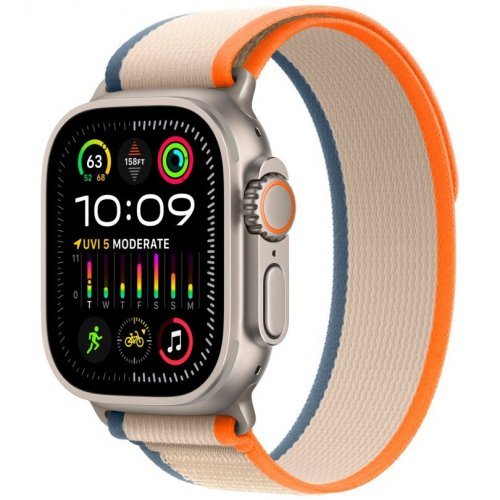 Apple Watch Ultra 2 GPS + Cellular, 49 мм, корпус из титана, ремешок Trail оранжевого/бежевого цвета, размер M/L, MRF23