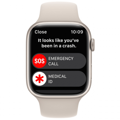 Apple Watch Series 8, 45 мм, корпус сияющая звезда, ремешок сияющая звезда, размер S/M, MNUP3