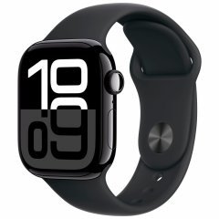 Apple Watch Series 10, 46 мм, корпус из алюминия цвета «чёрный глянец», спортивный ремешок черного цвета S/M, MWWP3Q