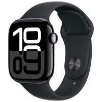 Apple Watch Series 10, 46 мм, корпус из алюминия цвета «чёрный глянец», спортивный ремешок черного цвета M/L, MWWQ3Q