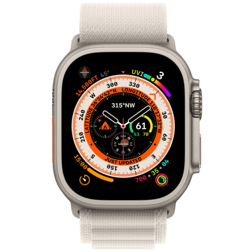 Apple Watch Ultra GPS + Cellular, 49 мм, корпус из титана, ремешок «сияющая звезда», размер S, MQEY3