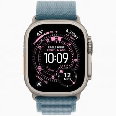 Apple Watch Ultra 3 GPS + Cellular, 49 мм Natural Titanium Case with Light Blue Alpine Loop, M