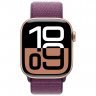 Apple Watch Series 10 GPS + Cellular, 42 мм, корпус из алюминия цвета «розовое золото», спортивный браслет сливового цвета, MWXC3Q