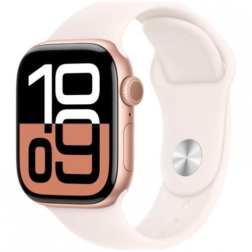 Apple Watch Series 10 GPS + Cellular, 42 мм, корпус из алюминия цвета «розовое золото», спортивный ремешок цвета «румянец» S/M, MWX93Q