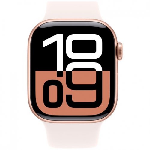 Apple Watch Series 10 GPS + Cellular, 42 мм, корпус из алюминия цвета «розовое золото», спортивный ремешок цвета «румянец» S/M, MWX93Q