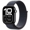 Apple Watch Series 10 GPS + Cellular, 46 мм, корпус из алюминия цвета «черный глянец», спортивный браслет темно-синего цвета, MWY53Q
