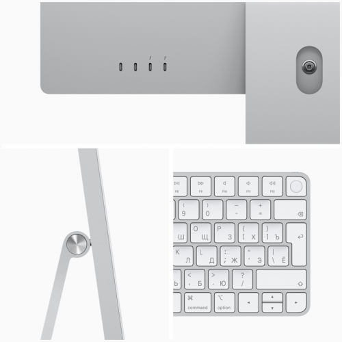 Apple iMac 24" Retina 4,5K, M3 (8C CPU, 8C GPU, 2023), 8 ГБ, 256 ГБ SSD, Silver, Серебристый, MQR93