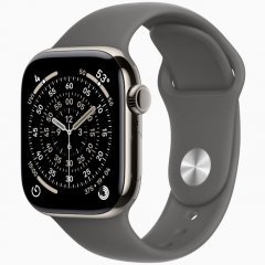 Apple Watch Series 11 GPS + Cellular, 42 мм Natural Titanium Case with Stone Gray Sport Band, S/M