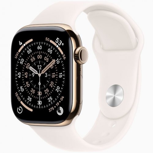 Apple Watch Series 11 GPS + Cellular, 42 мм Gold Titanium Case with Light Blush Sport Band, S/M