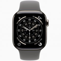 Apple Watch Series 11 GPS + Cellular, 46 мм Natural Titanium Case with Stone Gray Sport Band, S/M