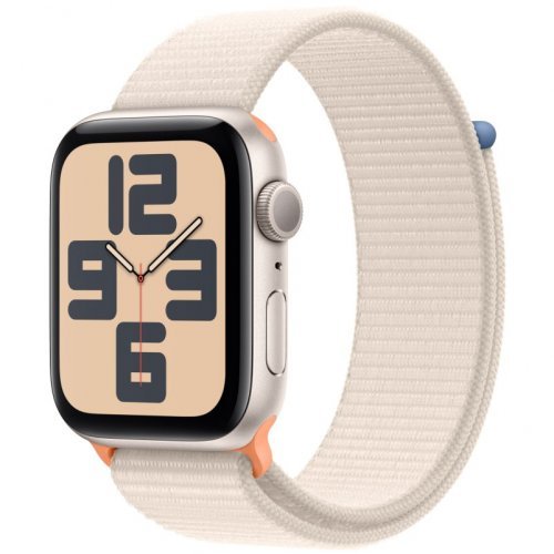 Apple Watch SE 2023, 44 мм, корпус из алюминия цвета сияющая звезда, спортивный браслет цвета сияющая звезда, MRE63