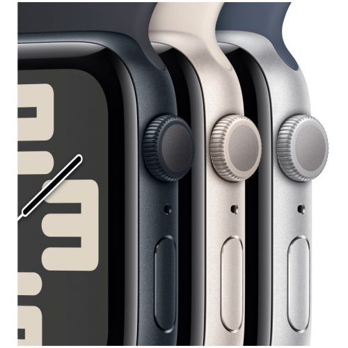 Apple Watch SE 2023, 44 мм, корпус из алюминия цвета сияющая звезда, спортивный браслет цвета сияющая звезда, MRE63