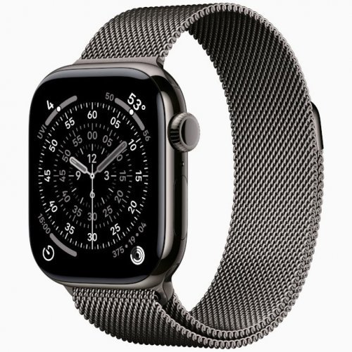 Apple Watch Series 11 GPS + Cellular, 46 мм Slate Titanium Case with Slate Milanese Loop
