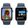 Apple Watch SE 2023, 44 мм, корпус из алюминия серебристого цвета, спортивный ремешок цвета грозовой синий, размер M/L, MREE3