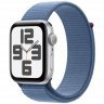 Apple Watch SE 2023, 44 мм, корпус из алюминия серебристого цвета, спортивный браслет цвета ледяной синий, MREF3