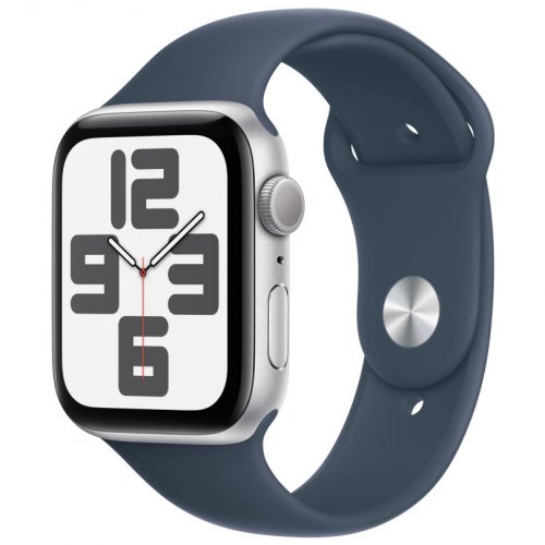 Apple Watch SE 2023, 40 мм, корпус из алюминия серебристого цвета, спортивный ремешок цвета грозовой синий, размер S/M, MRE13
