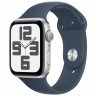 Apple Watch SE 2023, 40 мм, корпус из алюминия серебристого цвета, спортивный ремешок цвета грозовой синий, размер S/M, MRE13