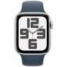Apple Watch SE 2023, 40 мм, корпус из алюминия серебристого цвета, спортивный ремешок цвета грозовой синий, размер S/M, MRE13
