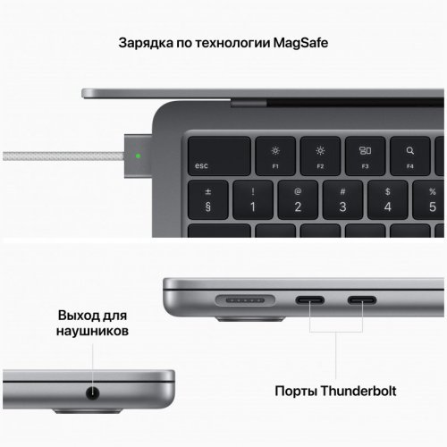 Apple MacBook Air 15" (M2, 8C CPU/10C GPU, 2023), 8 ГБ, 256 ГБ SSD, Gray, серый космос, MQKP3