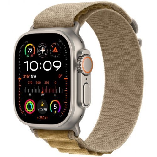Apple Watch Ultra 2 GPS + Cellular, 49 мм, корпус из бежевого титана, ремешок Alpine цвета "загар", размер L, MX4H3Q